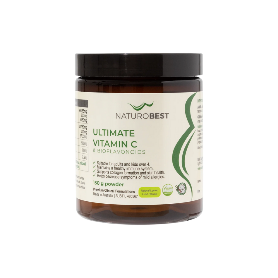 Ultimate Vitamin C & Bioflavonoids Lemon Lime Flavour 150g (Naturobest)